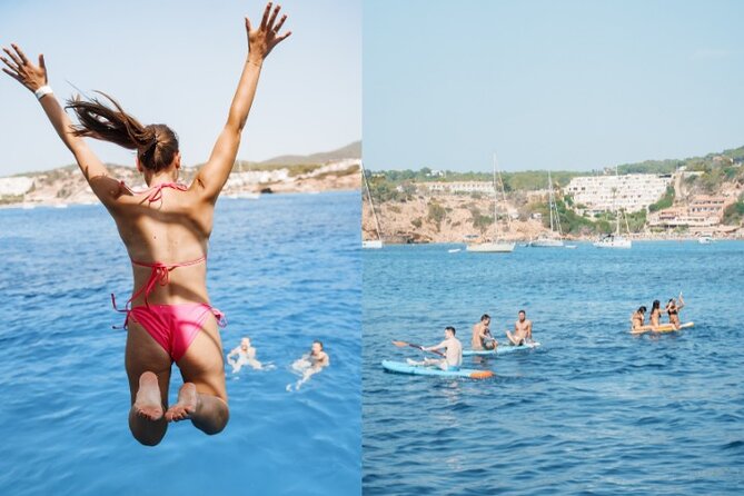 5 Hour Adults Ibiza Boat Trip + lunch, 6 drinks, SUP Boards & DJ - The included DJ atmosphere: fun, but don’t expect classroom energy