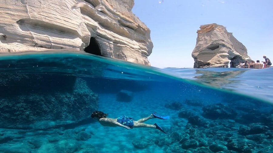 Adamantas: Full-Day Milos & Poliegos Boat Tour with Meals - Meeting in Adamantas: easy start, smooth handoff
