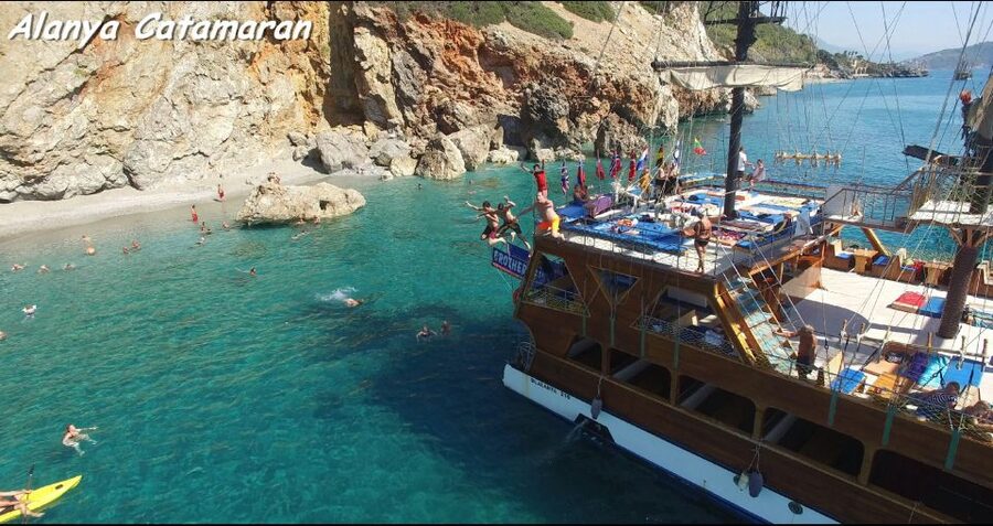 Alanya: Catamaran Boat Trip with Sunbathing and Swimming - Getting on the boat: pickup, timing, and the two-boat setup