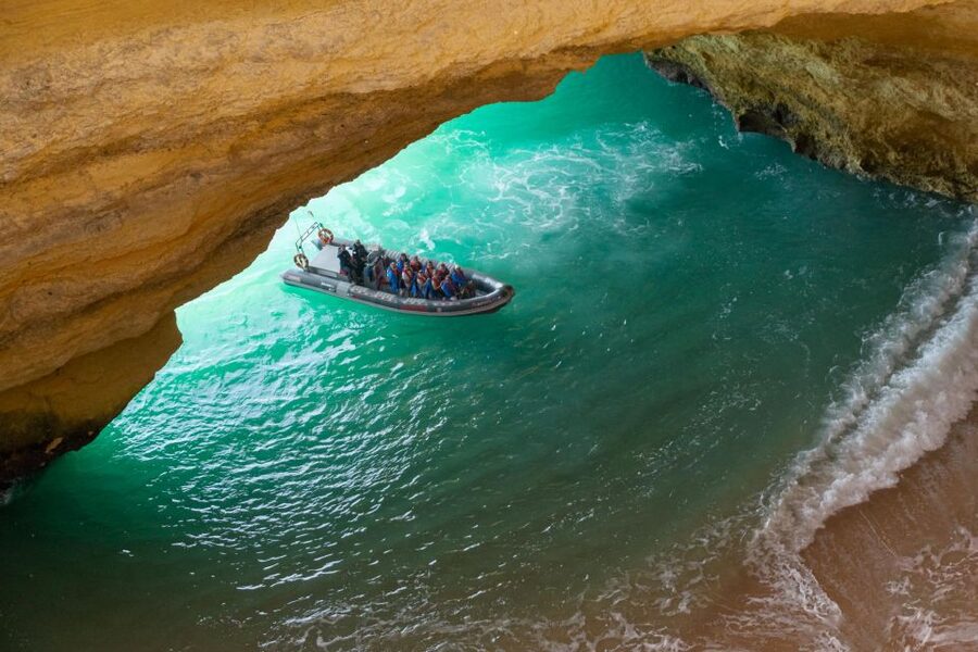 Albufeira: Dolphins, Benagil Caves and Coastline Boat Tour - The on-water route: seeing more than just one cave stop