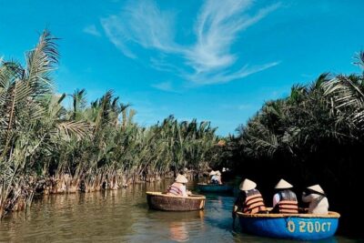 Basket Boat Tour, Hoi An city, boat trip and lantern release - Cam Thanh Coconut Village: basket boats and the coconut-water scene
