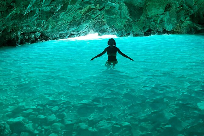 Blue Cave & Grama Bay Full Day Guided Boat Tour - The Blue Cave beach moment: the big name stop