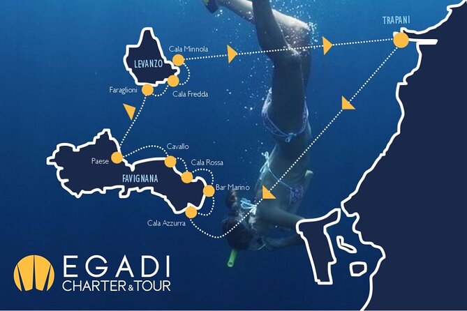 Boat tour to Egadi Favignana and Levanzo islands from Trapani - Snorkeling Stops: Cala Azzurra, Bue Marino, and Cala Rossa