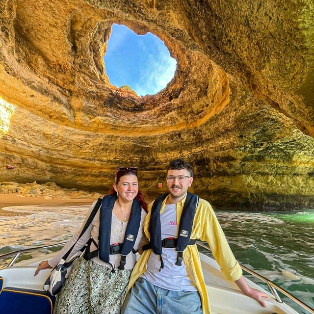 From Faro: Boat trip to Benagil Cave & Praia da Marinha - Van to Benagil: the easy start from Faro Train Station