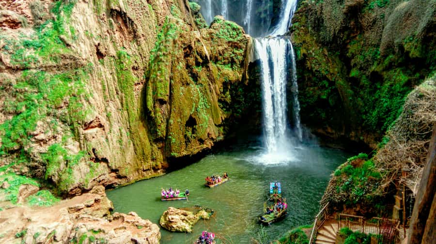 From Marrakech:Ouzoud Waterfalls Day Trip with Boat Tour - The First Look: Valley Views, Red Cliffs, and Three Waterfalls