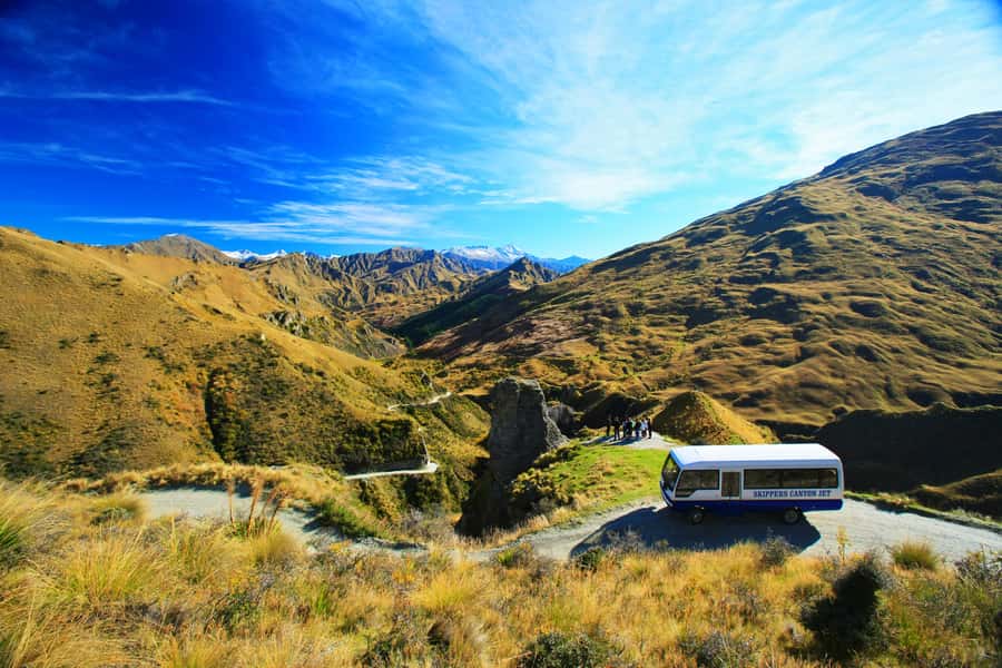 From Queenstown: Skippers Canyon Jet Boat Ride - The gold-mining era stops and the Pipeline Bungy viewpoint