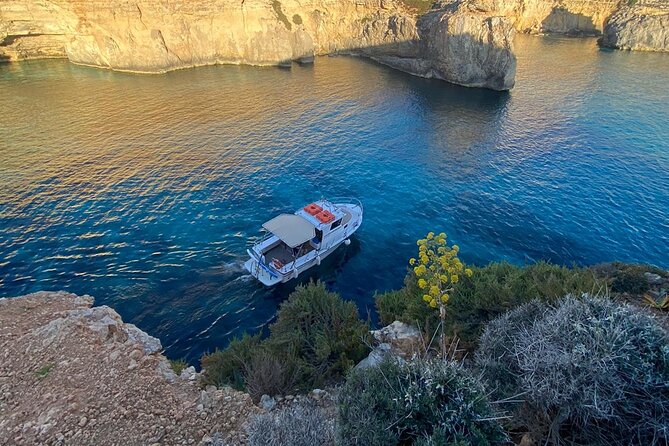 Malta: Private Boat Trip & Cruises Comino, Blue Lagoon, Gozo - Santa Maria Caves and St. Mary’s Tower: the view-and-rock part