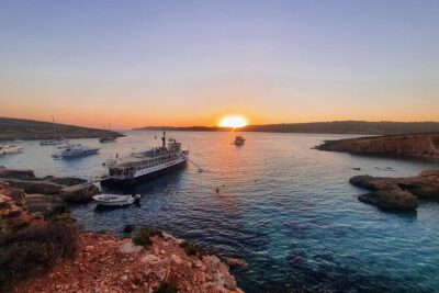 Malta Sunset Boat Tour: Bugibba to Comino Blue Lagoon Cruise - Two hours in Blue Lagoon: swim, shore time, and golden-hour ease