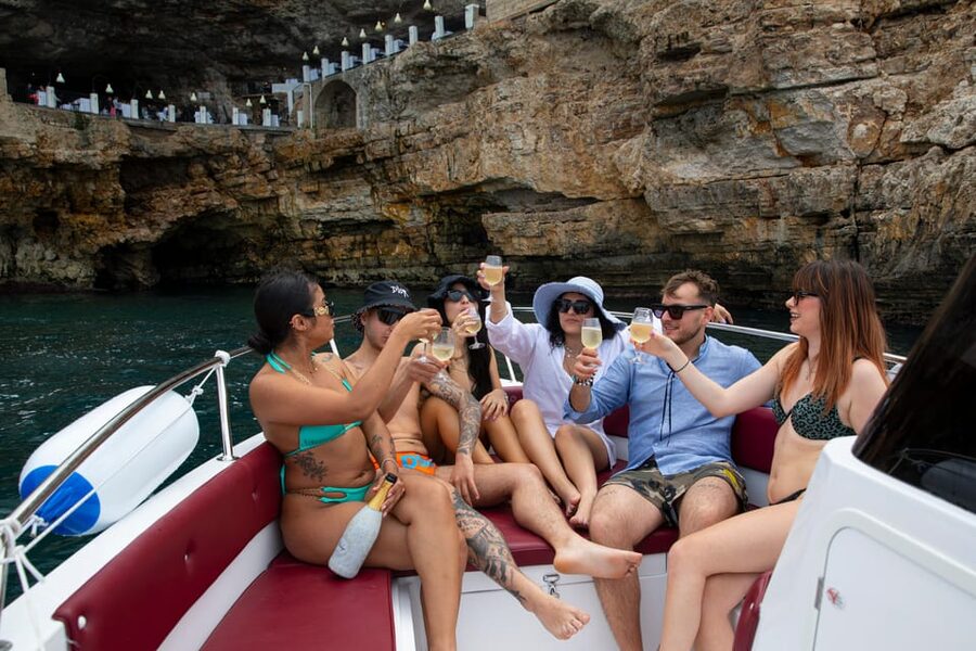 Monopoli: Exclusive Shared Boat Tour - The aperitif stop in context: drinks and snacks while the coast keeps moving