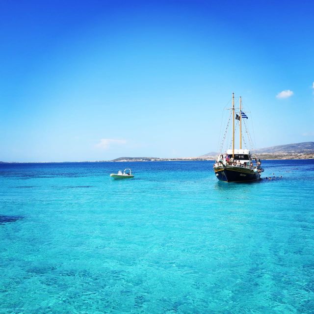 Naxos: Koufonissia and Rina Cave Boat Trip with BBQ - Onboard comfort: what to expect with a 100-person boat