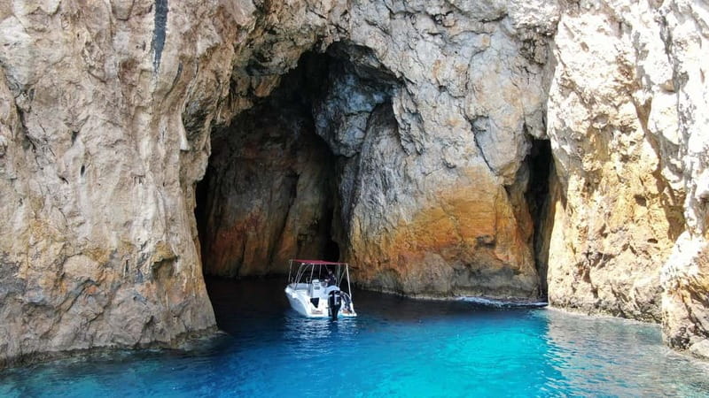 Paleokastritsa: Paradise, Yali Beach, & Blue Caves Boat Tour - Sea cave approaches: dramatic rock scenes, with safety rules you should respect