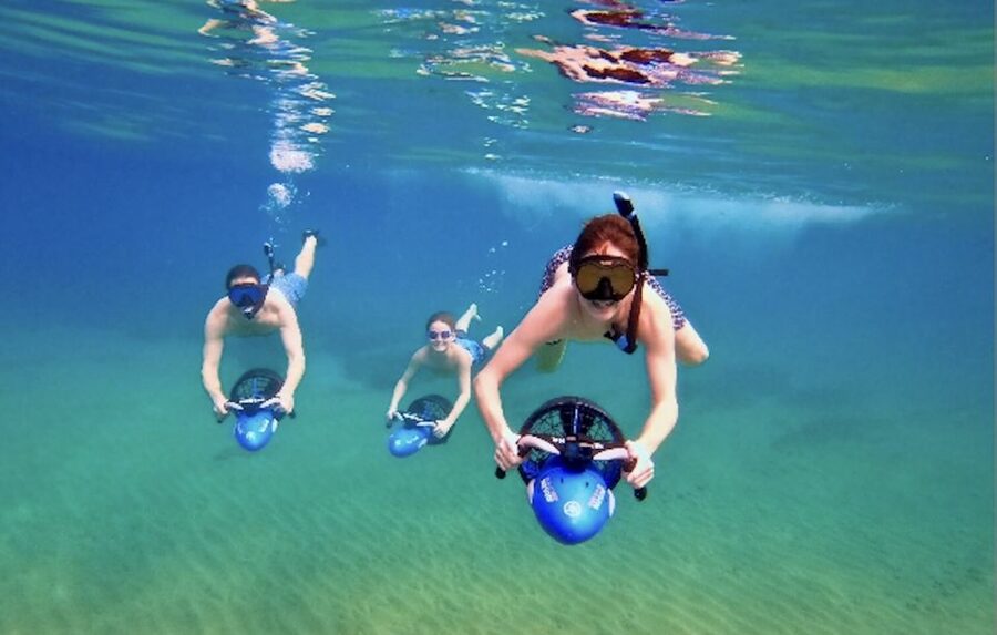 Palma Bay: Sailing Boat Trip W/ Water Toys Snacks & Drinks - The onboard playground: scooter, transparent kayak, paddle surf, snorkel