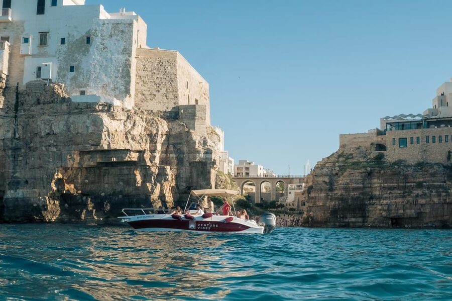 Polignano Sea Caves: Boat Tour with Snorkeling & Aperitif - Grotta Palazzese: aperitif with the cave as your backdrop