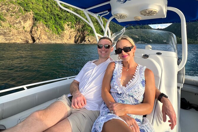 Private Boat Charter St. Lucia, boat tour to Soufriere. Half day. - Stop 3: Jalousie Beach between the Pitons for snorkeling and photos