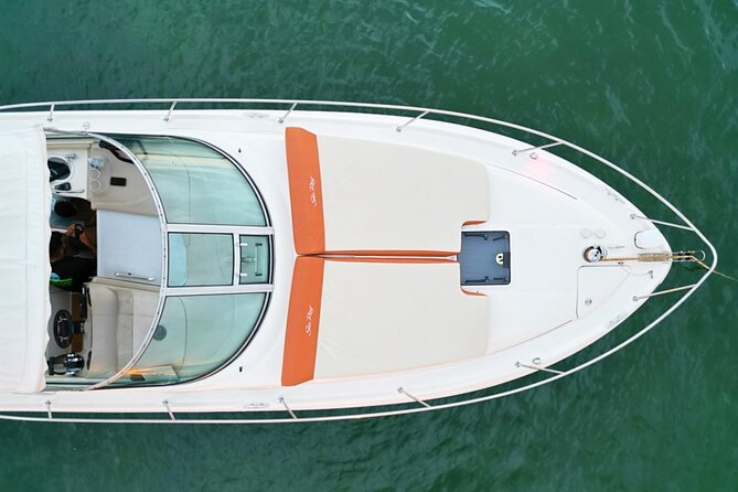 Private Captained Boat Tour in Miami for up to 12 passengers - On-Board Comfort: Bluetooth Music, Cooler, Restroom, and the Water Mat