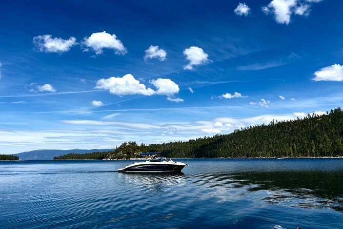 Private Yacht-Class Boat Tour on Lake Tahoe - D.L. Bliss State Park cliffs and the Rubicon Lighthouse area