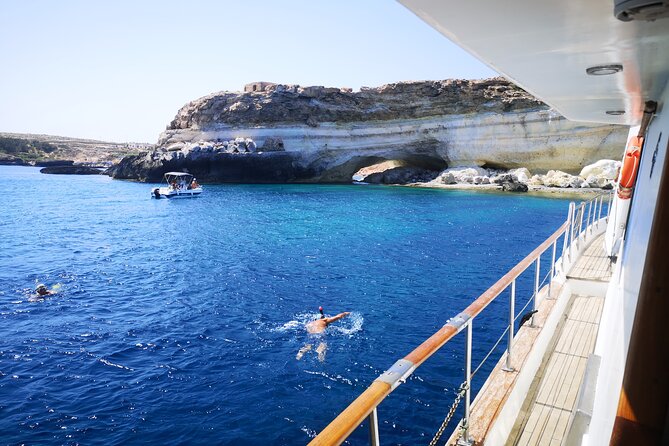 SciatumiaDay boat tour to Lampedusa with typical lunch - North Coast Variety: Sacramento Stack, Muro Vecchio, and Punta dell’Acqua