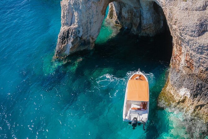 Shipwreck and Blue Caves- 8m Private Boat Tour (up to 11pax) - The drive-by of Xygia Beach sulphur waters (and a possible swim)